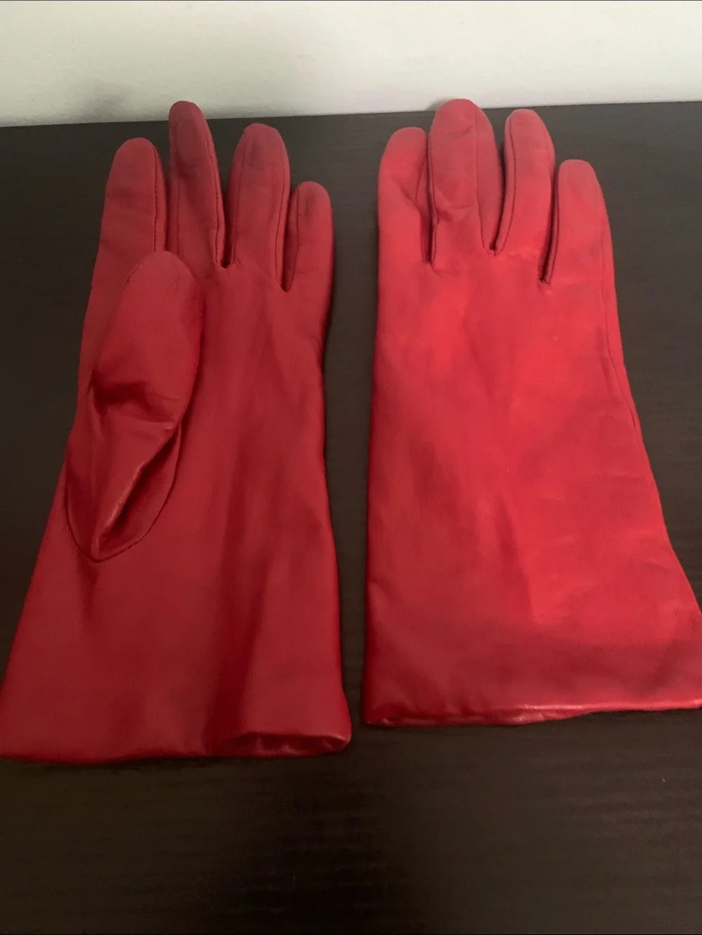 Red Leather Fownes Gloves size 7.5